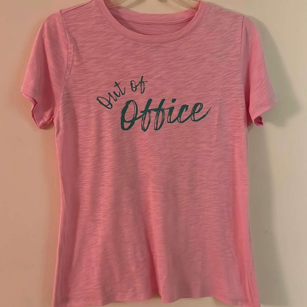 ALL WORTHY “Out of Office” Short Sleeve Slub Knit Tee Shirt